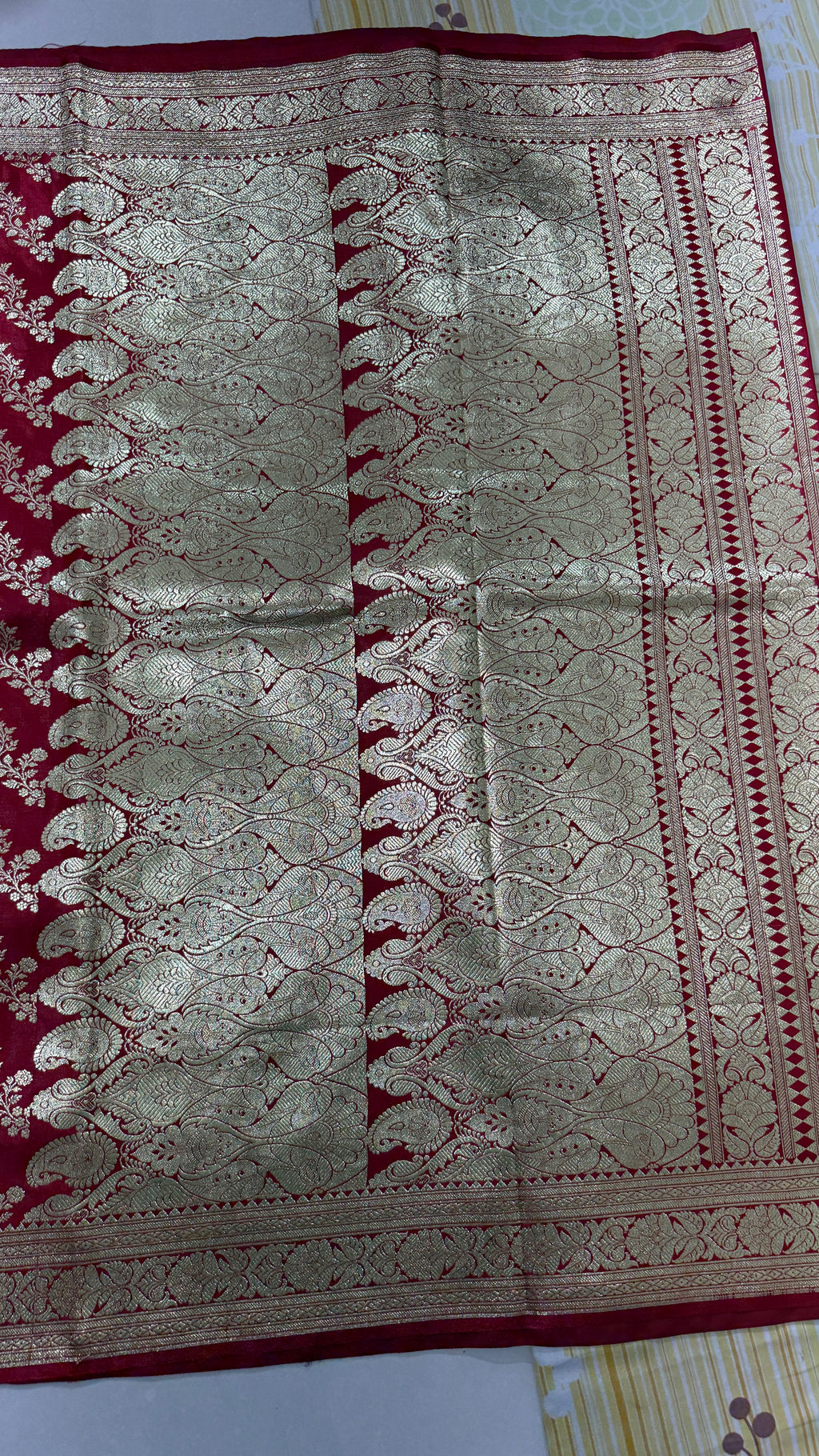 Maroon Gold Banarasi Silk Saree, Floral Paisley Zari Weave, Wedding Festive