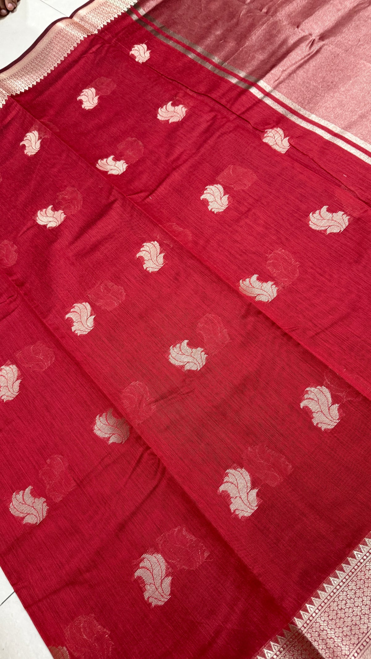 Maroon Cotton Saree, Traditional Zari Woven Border, Festive Ethnic Sari