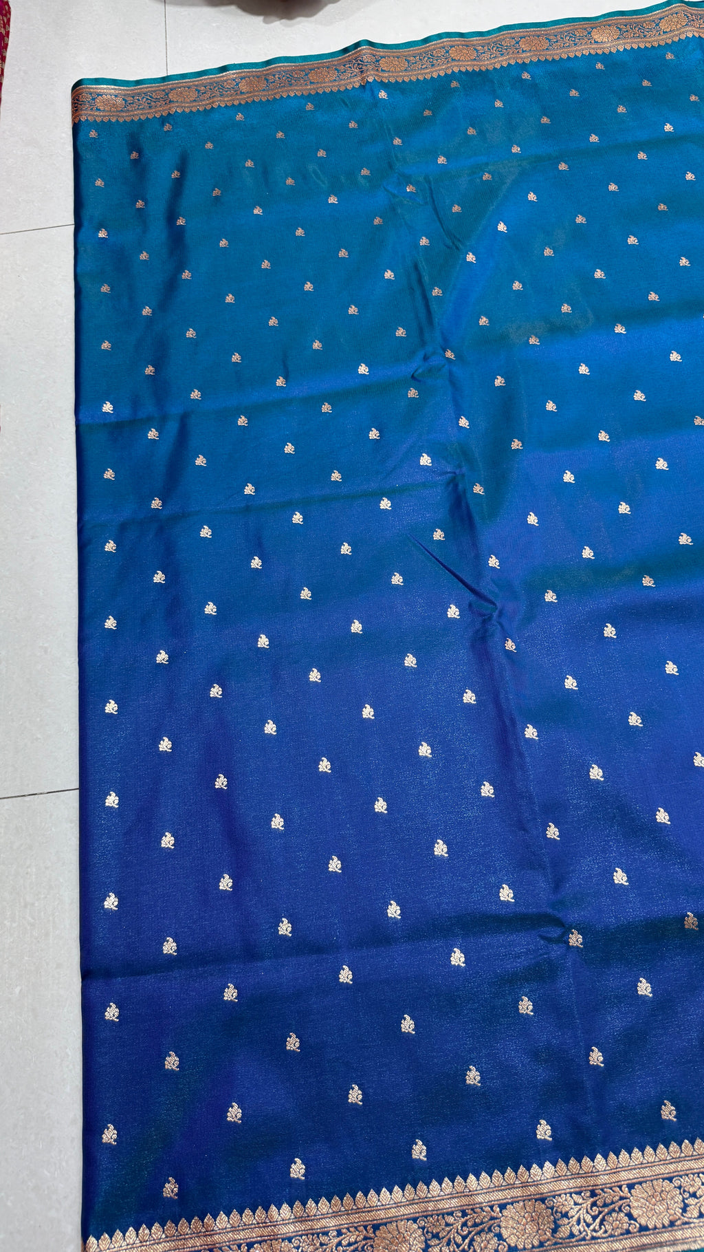 Royal Blue Banarasi Mashru Silk Saree, Gold Zari Woven, Traditional Indian Wedding Saree
