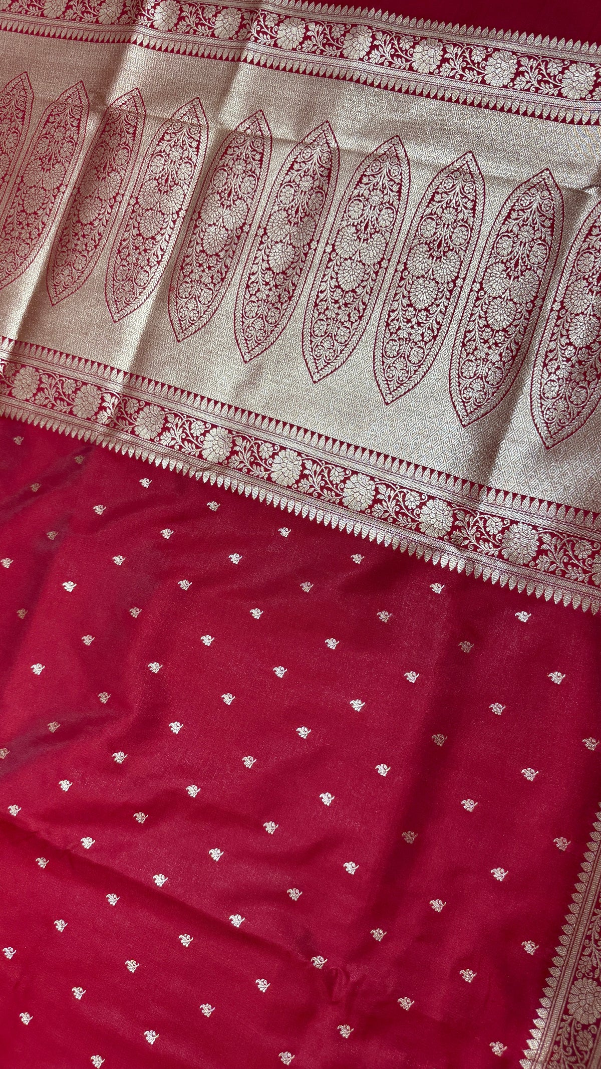 Red Banarasi Mashru Silk Saree, Gold Zari Woven, Traditional Indian Wedding Saree