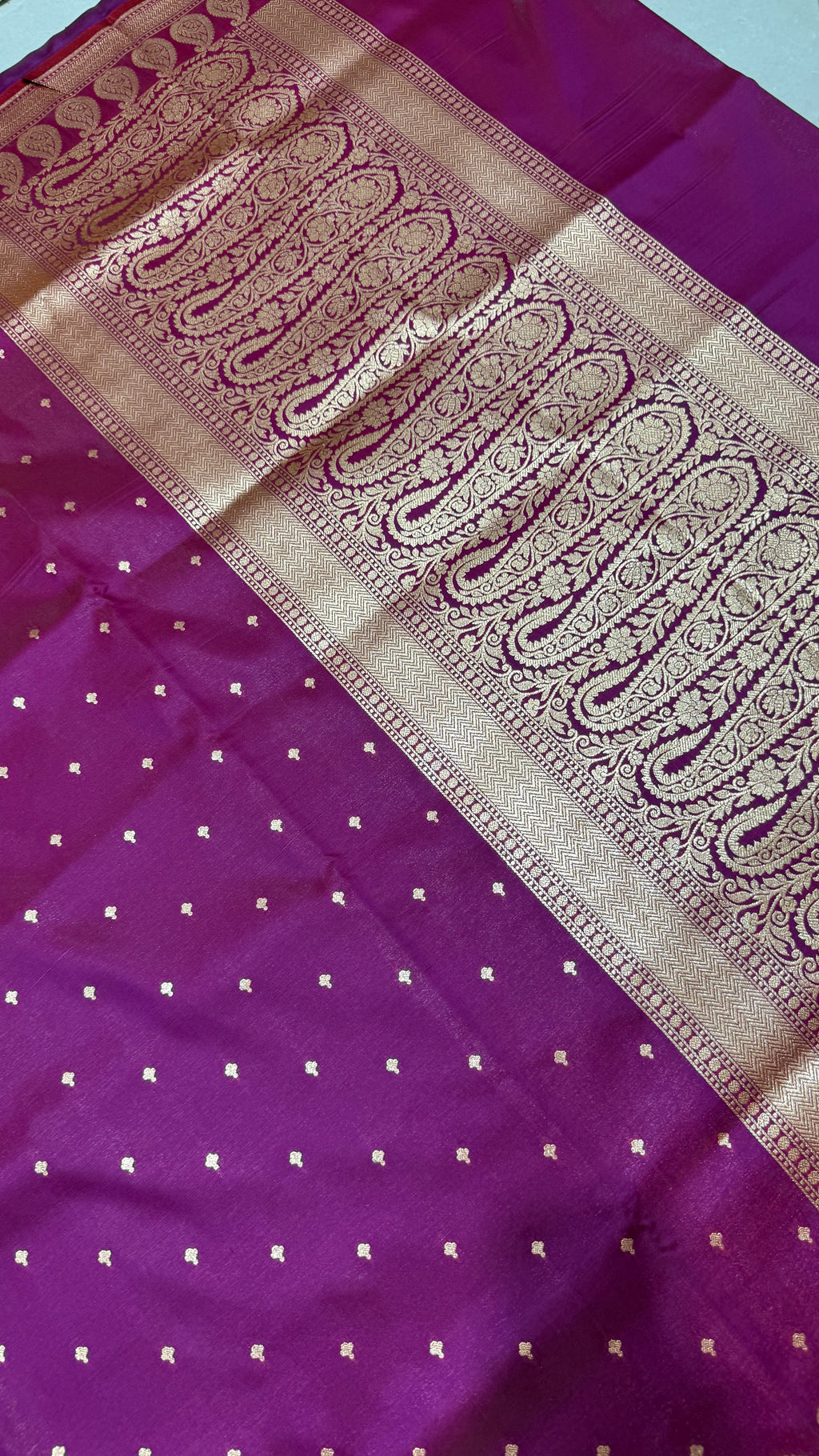 Wine Purple Banarasi Mashru Silk Saree, Gold Zari Woven, Indian Wedding Saree