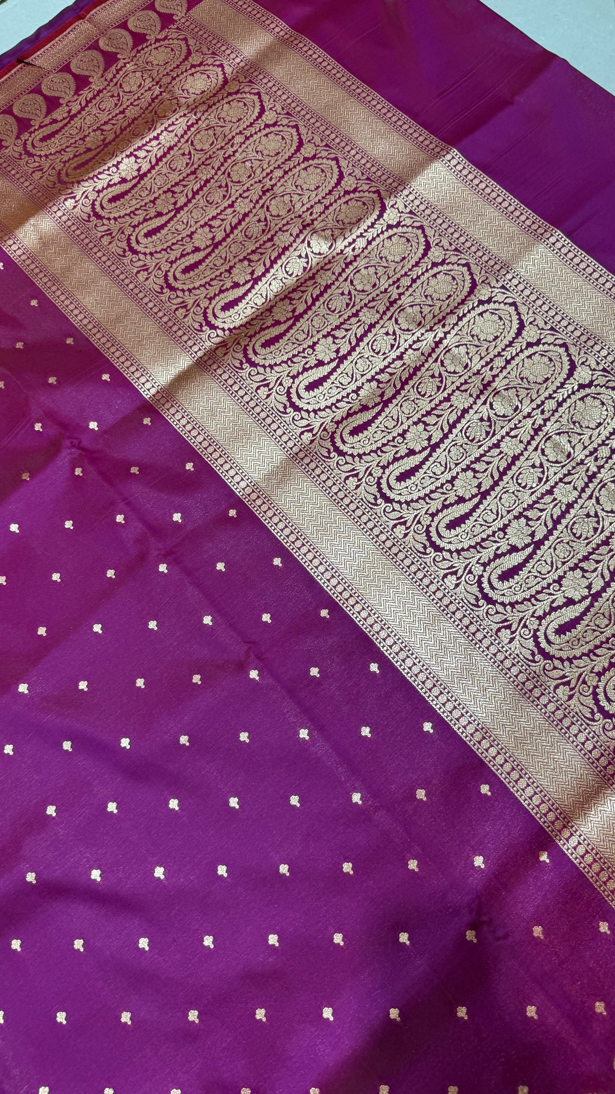 Wine Purple Banarasi Mashru Silk Saree, Gold Zari Woven, Indian Wedding Saree