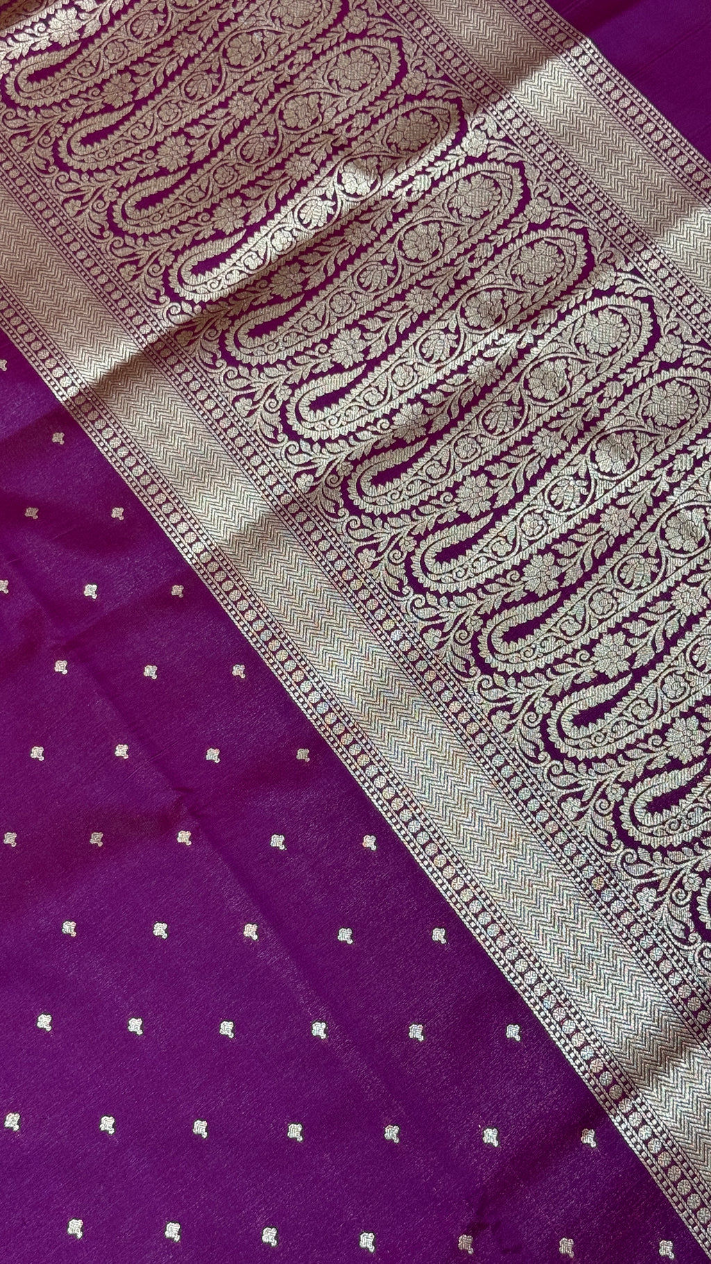 Wine Purple Banarasi Mashru Silk Saree, Gold Zari Woven, Indian Wedding Saree