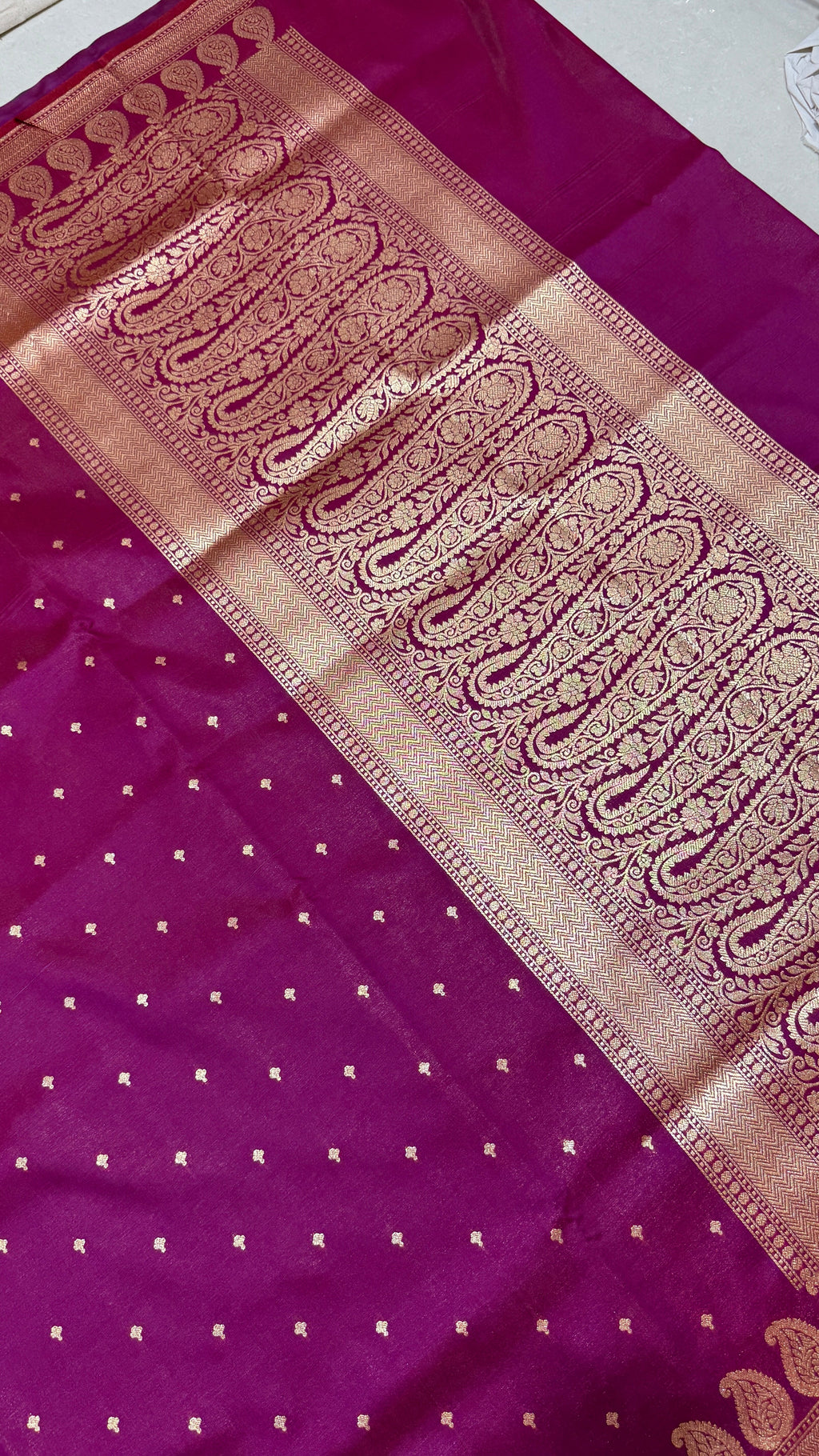 Wine Purple Banarasi Mashru Silk Saree, Gold Zari Woven, Indian Wedding Saree