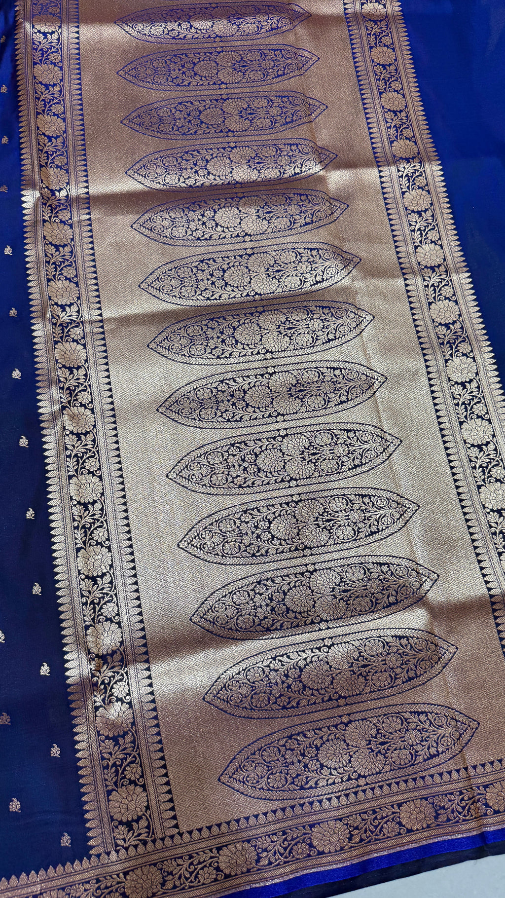 Royal Blue Banarasi Mashru Silk Saree, Gold Zari Woven, Traditional Indian Wedding Saree