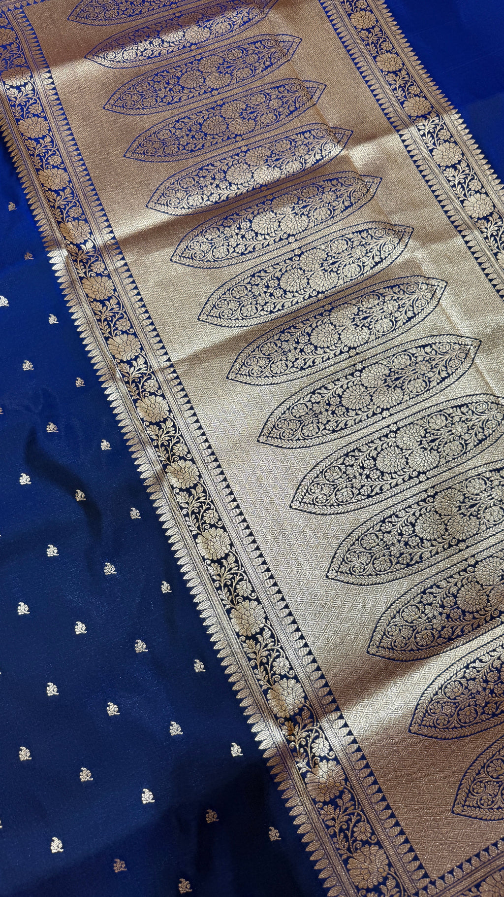 Royal Blue Banarasi Mashru Silk Saree, Gold Zari Woven, Traditional Indian Wedding Saree