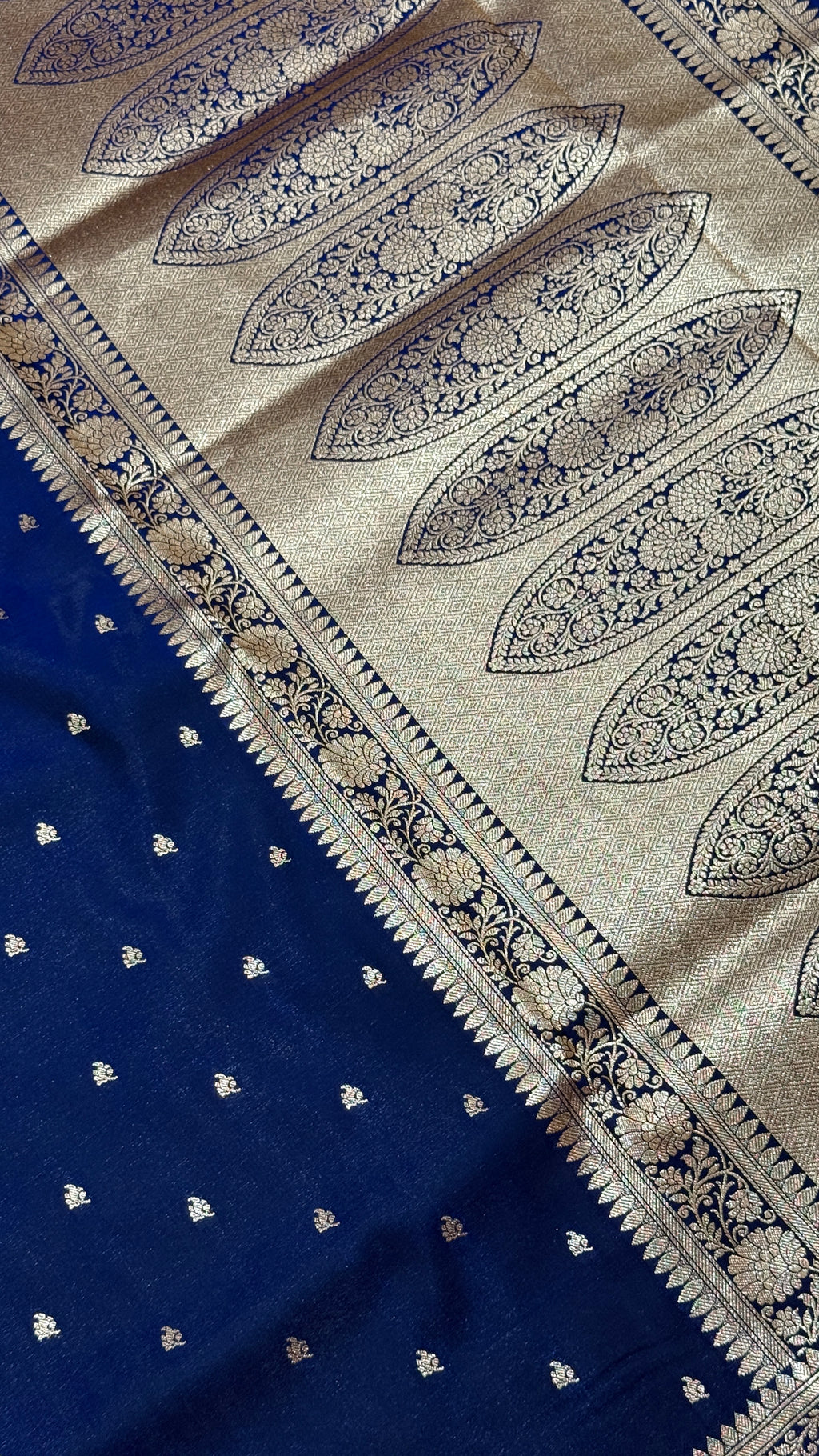 Royal Blue Banarasi Mashru Silk Saree, Gold Zari Woven, Traditional Indian Wedding Saree