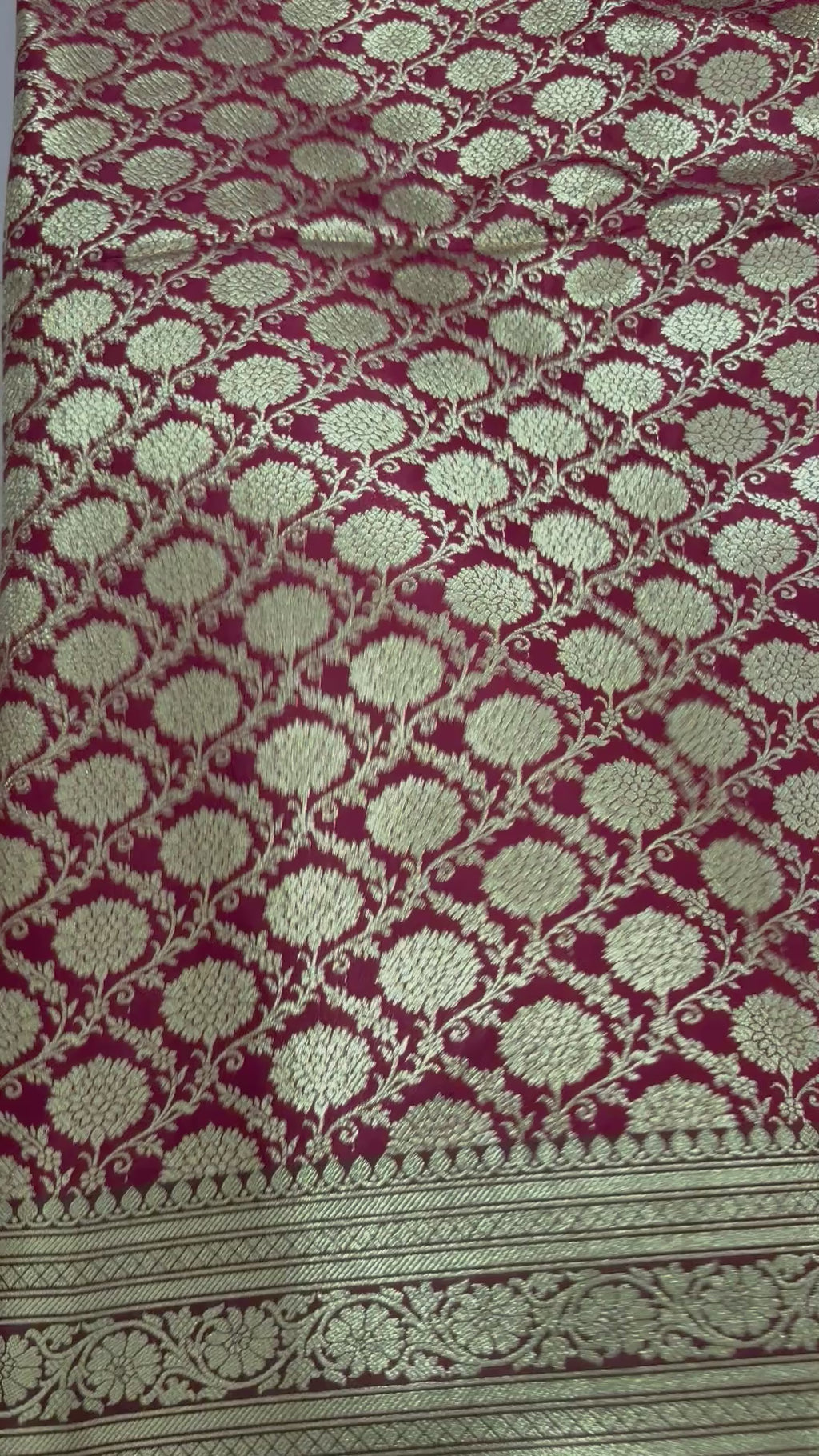 Maroon Green Banarasi Silk Saree, Gold Zari Floral Wedding Saree