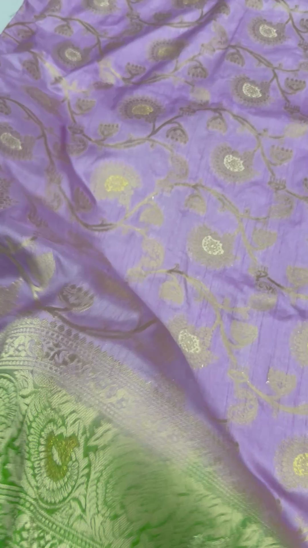 Lavender Dola Silk Saree, Banarasi Zari Woven Floral, Festive Wedding Party Wear