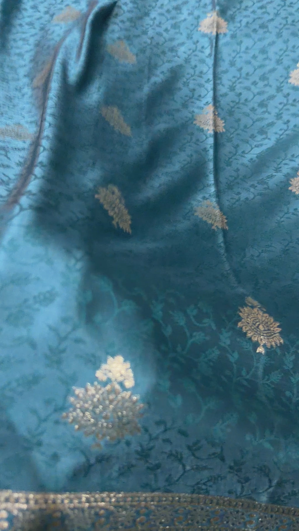 Emerald Green Banarasi Silk Saree, Rose Gold Zari Woven Border, Indian Wedding Festive Wear (Copy 8)
