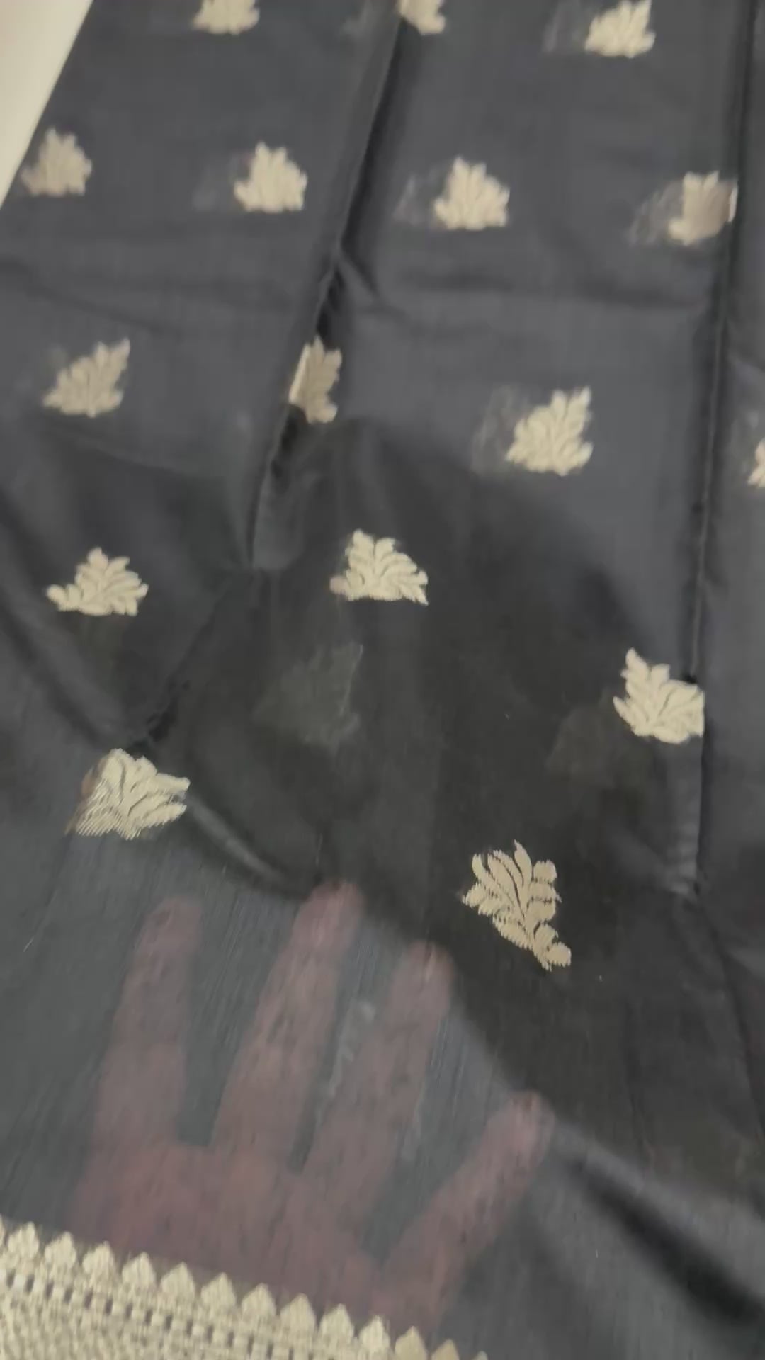 Black Cotton Saree, Silver Zari Woven Border, Traditional Indian Festive Wear