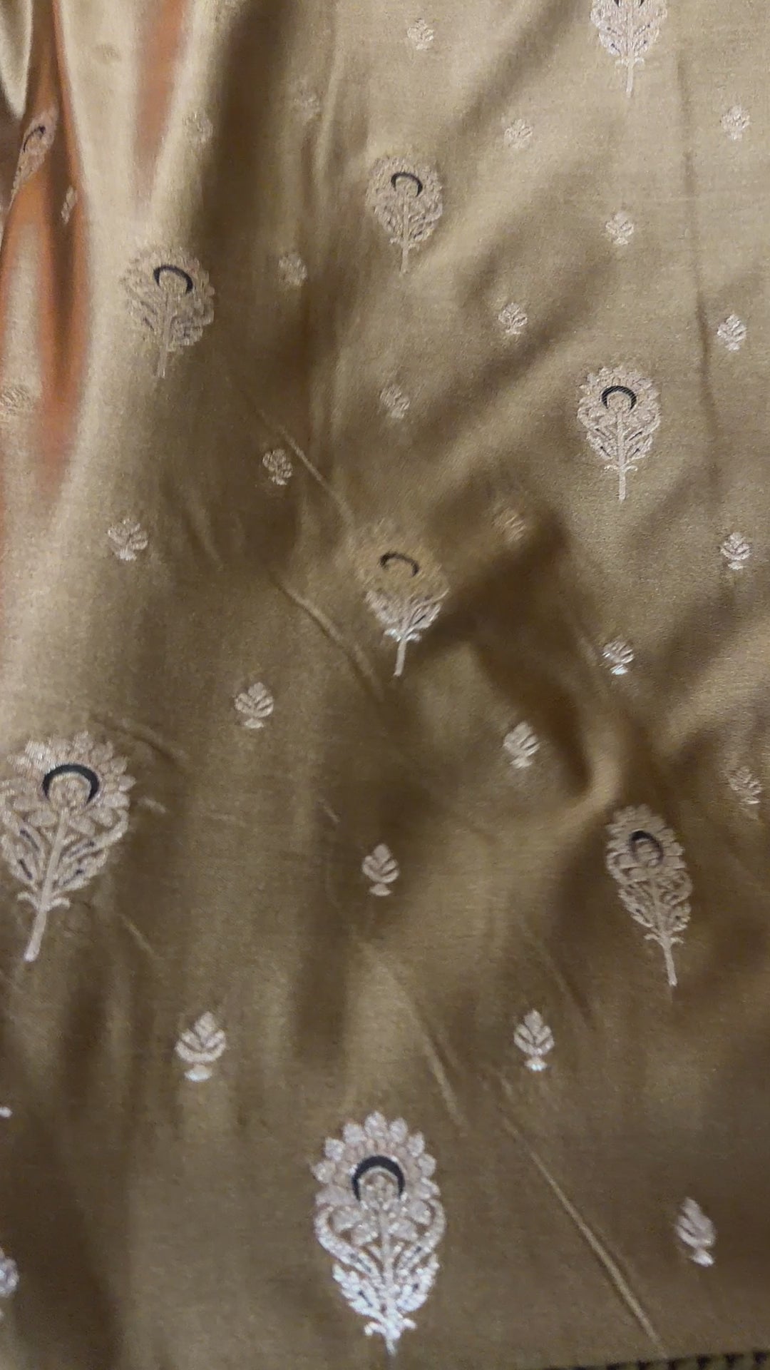 Olive Brown Silk Saree with Zari Work, Floral & Paisley Motifs (Traditional Indian Wear)