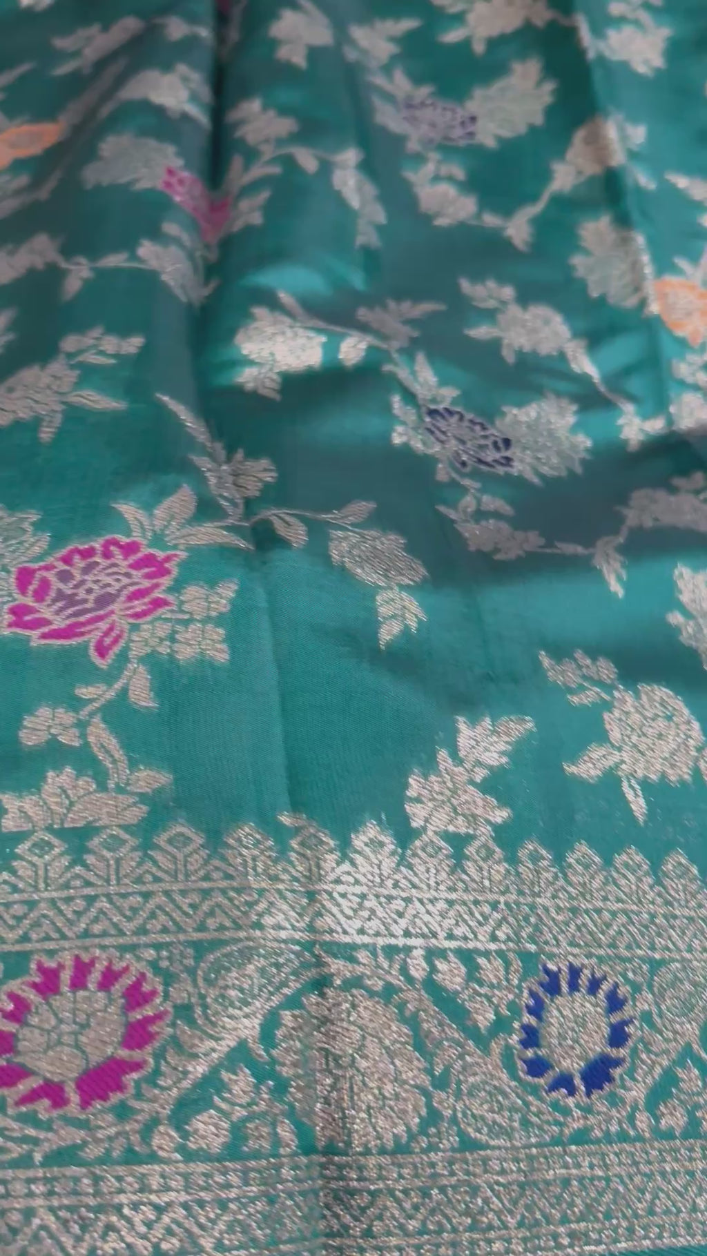 Teal Georgette Silk Saree with Elegant Woven Floral Design – Traditional Indian Ethnic Wear