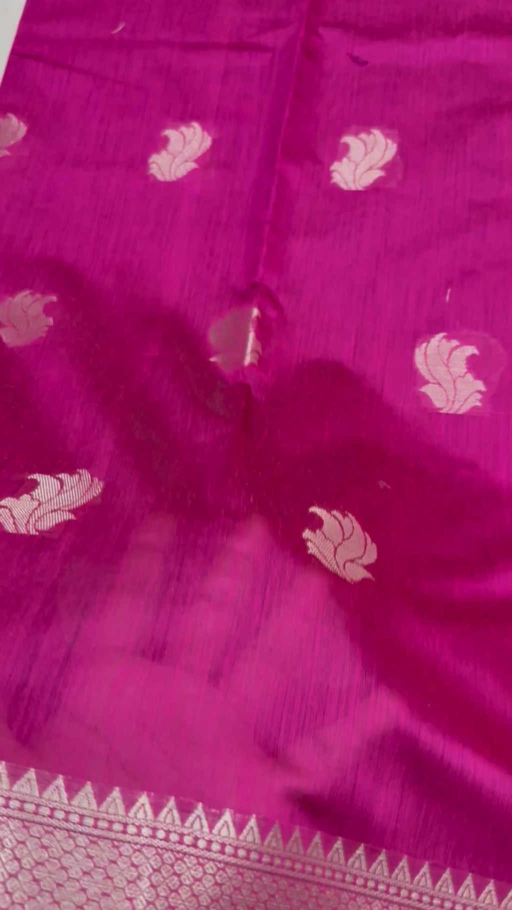 Magenta Pink Cotton Saree, Zari Woven Motifs, Festive Ethnic Wear