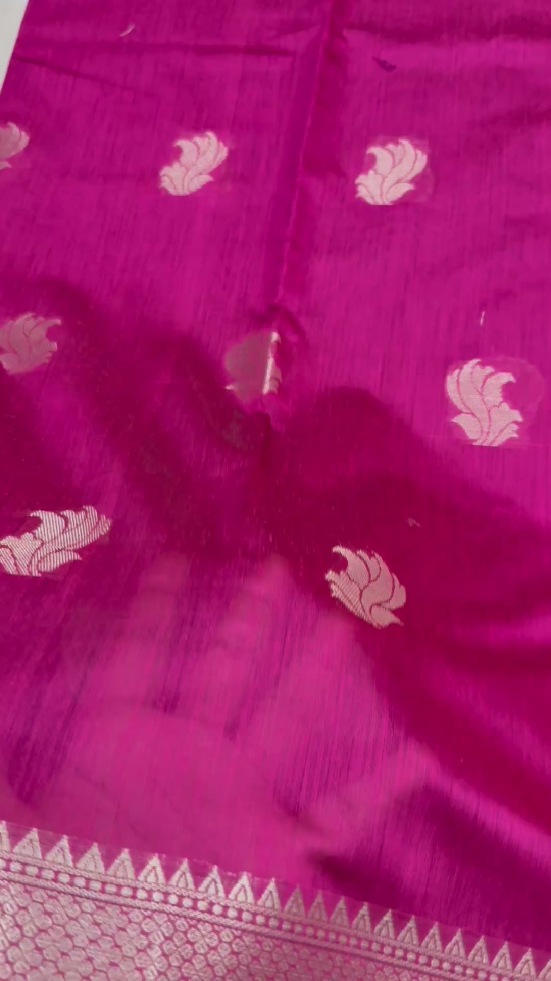 Magenta Pink Cotton Saree, Zari Woven Motifs, Festive Ethnic Wear