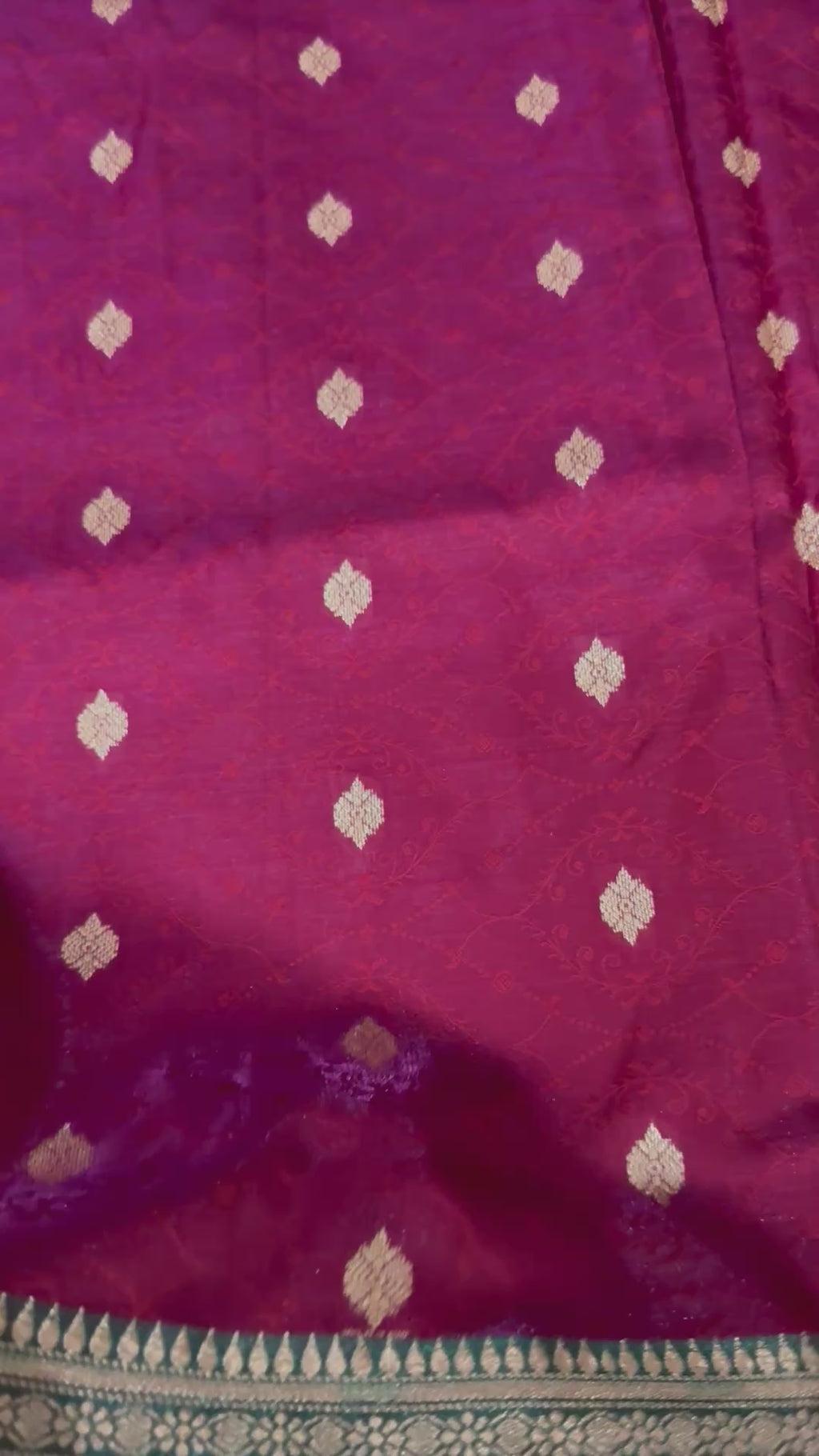 Banarasi Silk Saree Wine Magenta Teal, Golden Zari Woven, Wedding Festive Wear