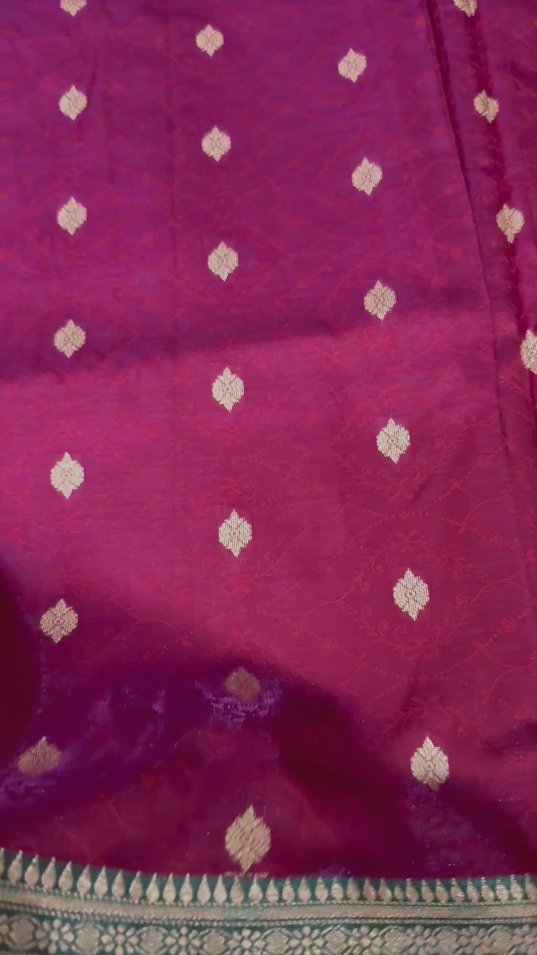 Banarasi Silk Saree Wine Magenta Teal, Golden Zari Woven, Wedding Festive Wear
