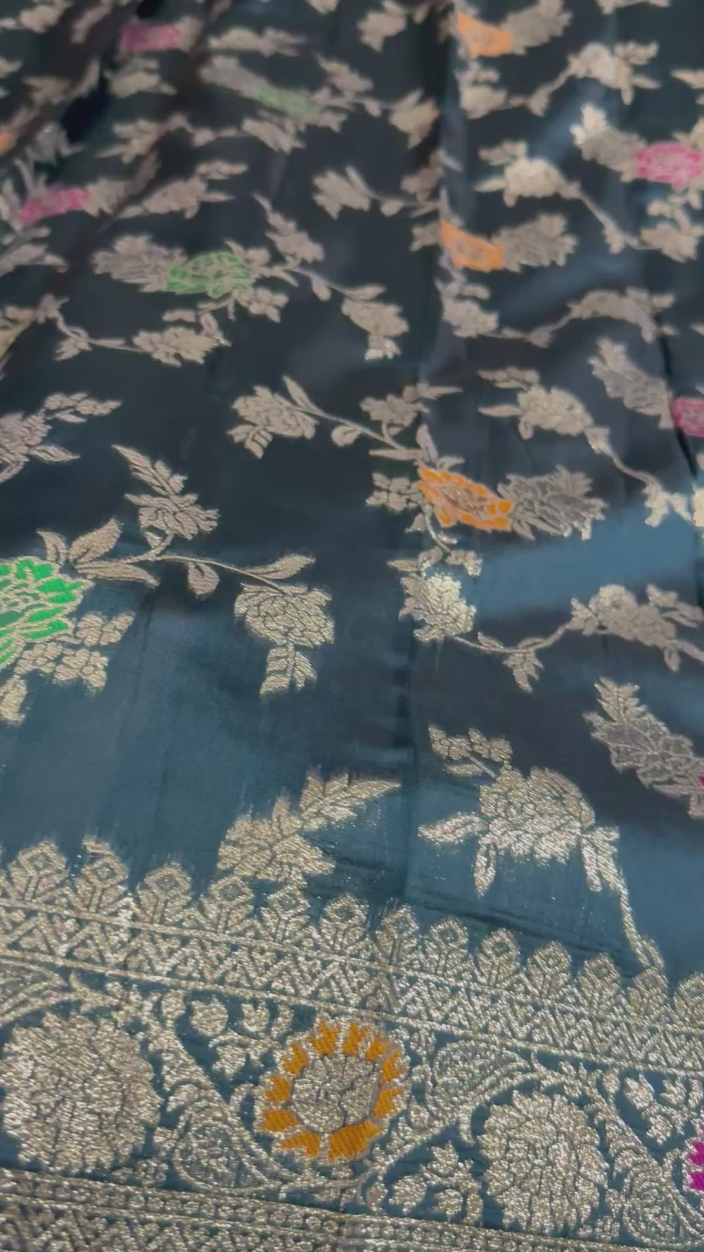 Teal Blue Floral Georgette Silk Saree | Indian Wedding Saree | Traditional Festive Wear for Women
