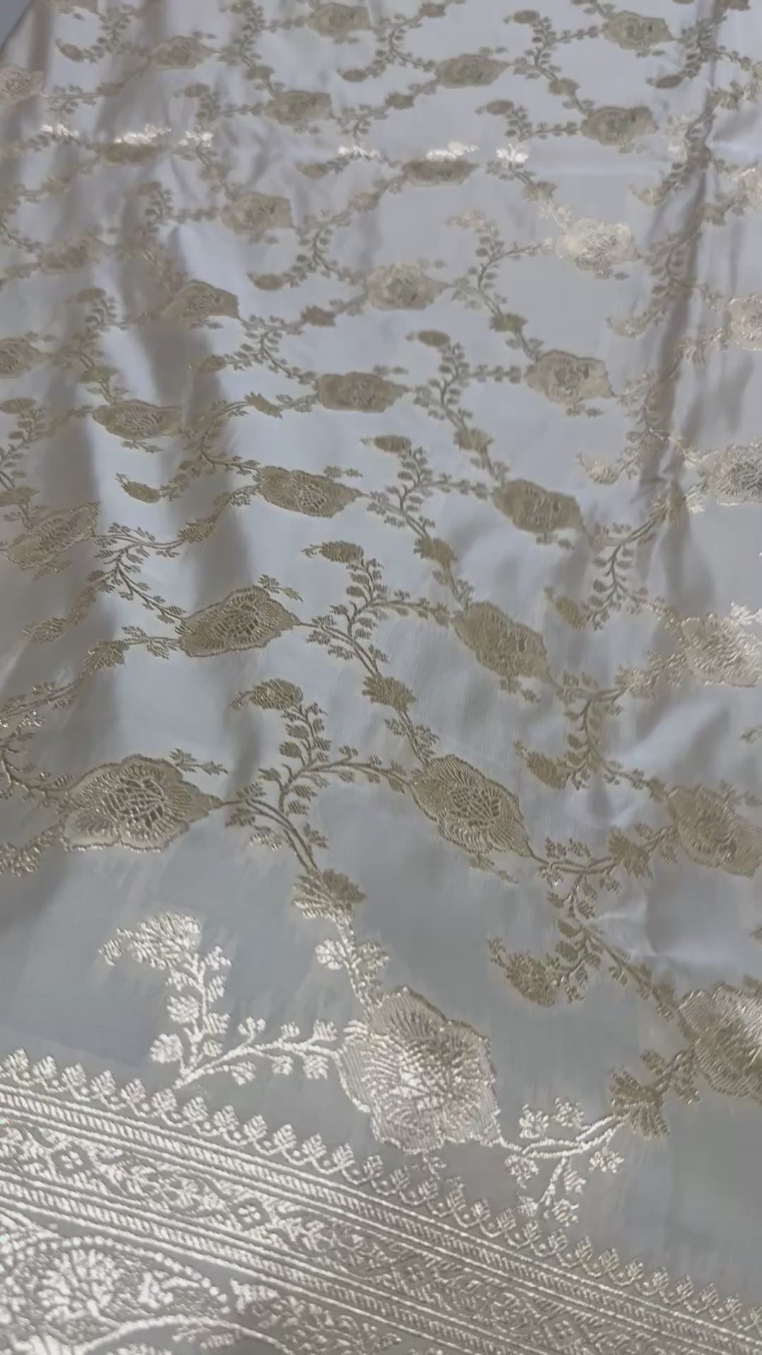 Pure Katan Silk Saree: Ivory White Zari Woven Traditional Indian Wedding Bridal Gift