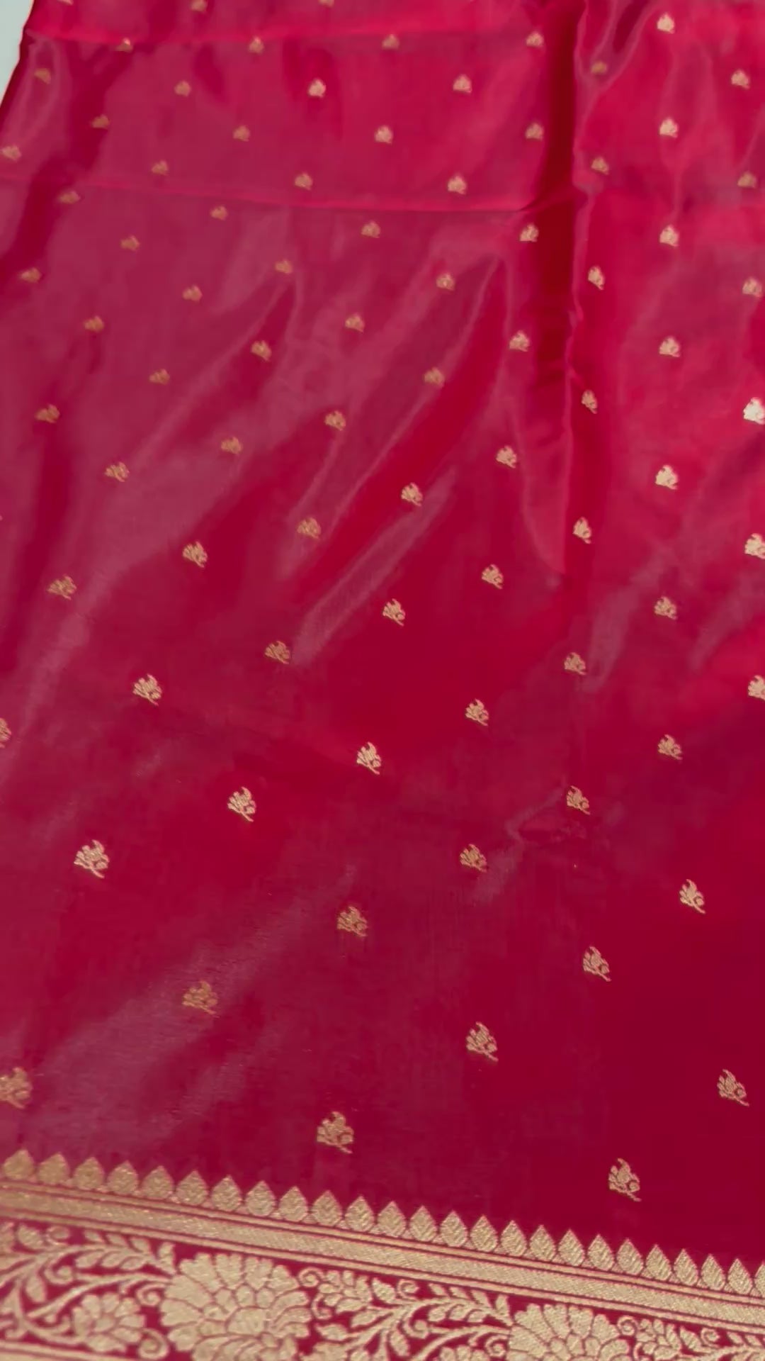 Red Banarasi Mashru Silk Saree, Gold Zari Woven, Traditional Indian Wedding Saree