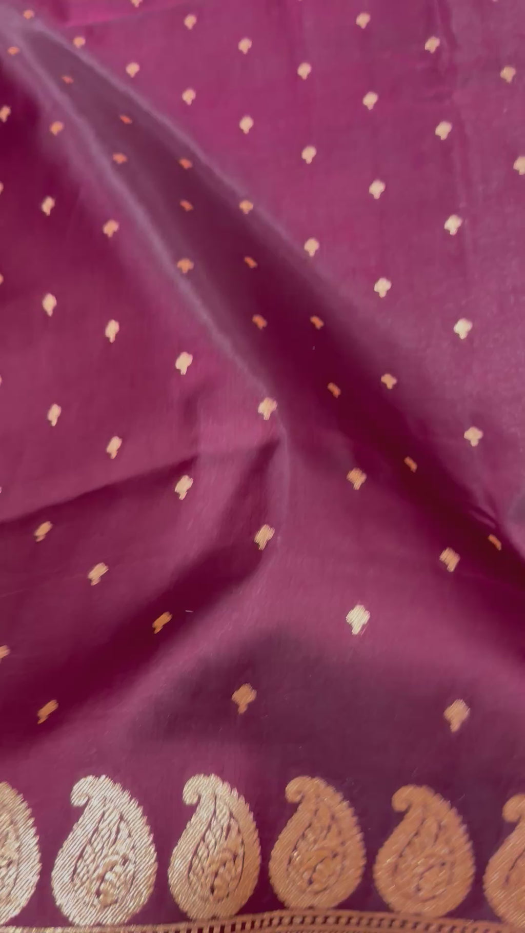 Burgundy Banarasi Mashru Silk Saree, Gold Zari Woven, Traditional Indian Wedding Saree