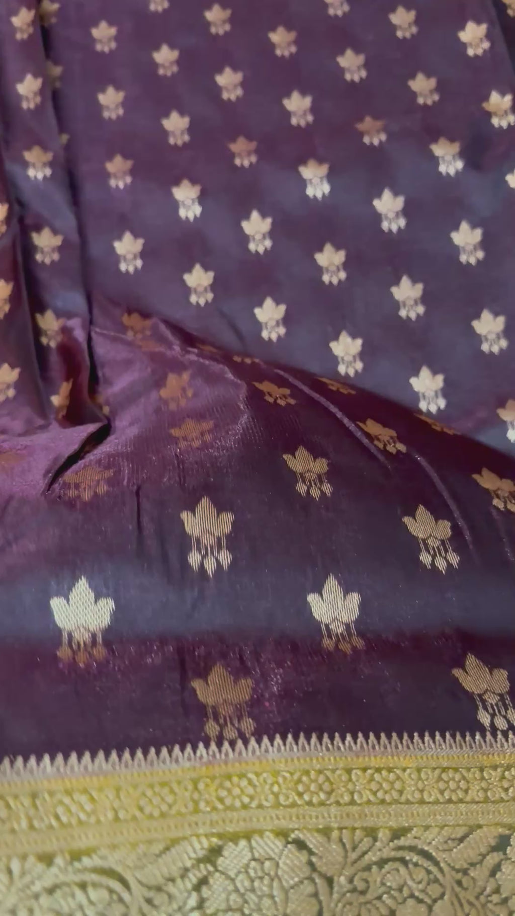 Banarasi Silk Saree, Purple & Gold Zari Woven, Traditional Indian Wedding Wear