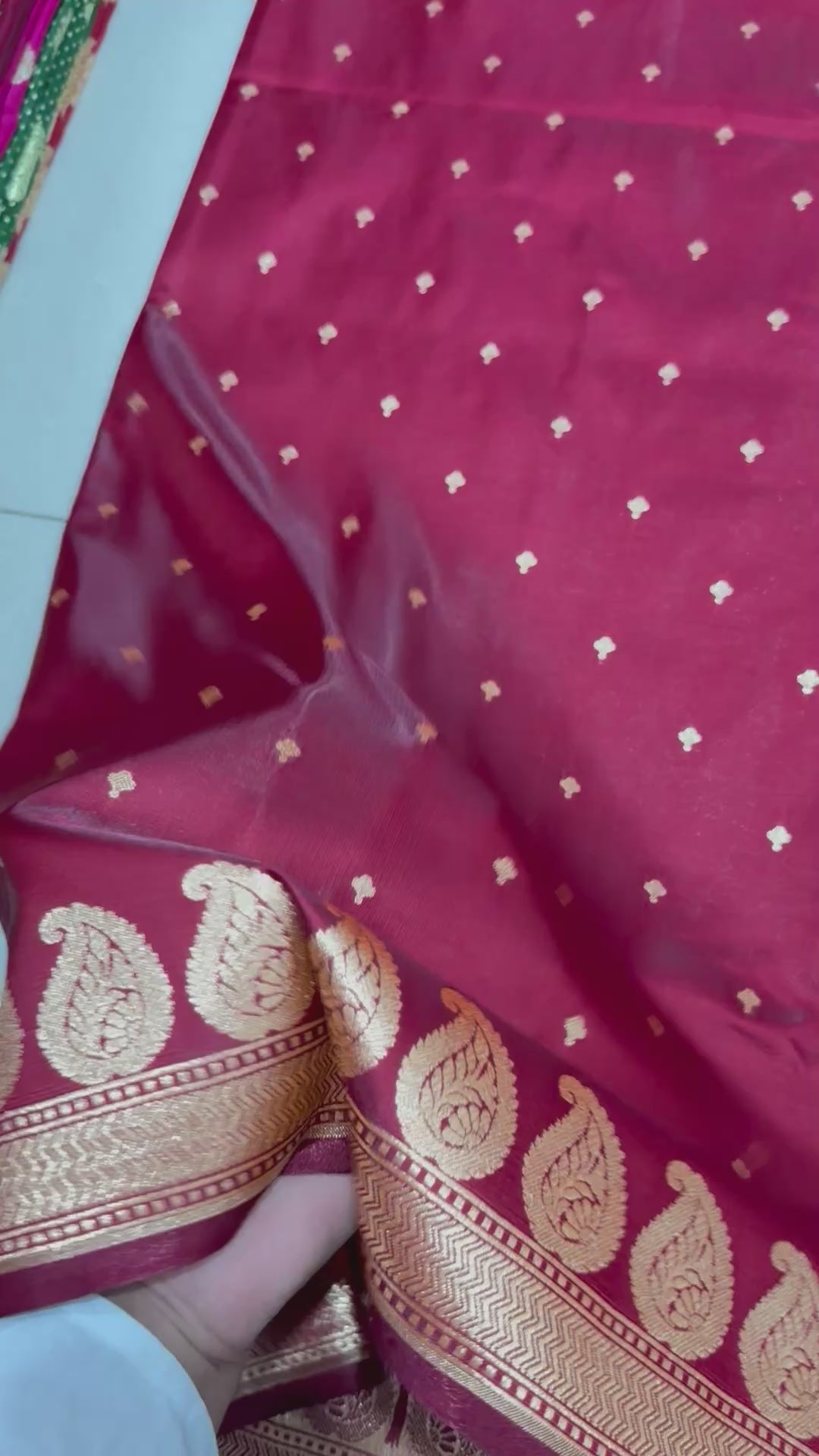 Maroon Banarasi Mashru Silk Saree, Gold Zari Woven, Traditional Wedding Saree