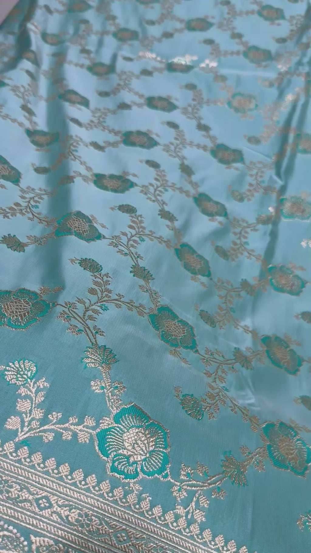 Pure Katan Silk Saree Sky Blue Zari Woven Traditional Indian Wedding Festive Bridal