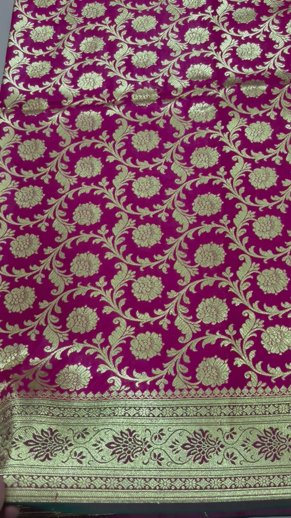 Magenta Green Banarasi Silk Saree, Gold Zari Floral Paisley Wedding Saree