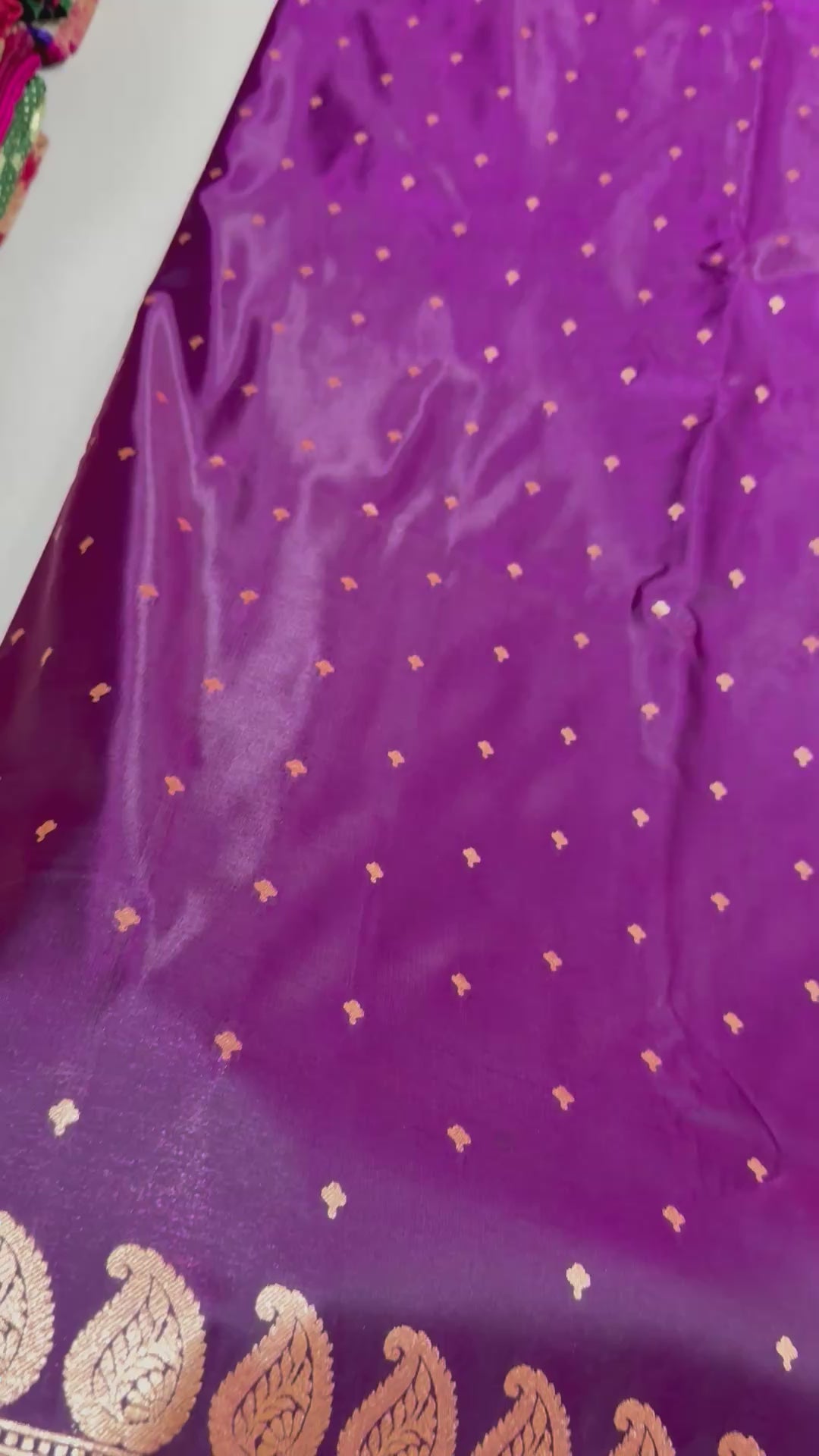Royal Purple Banarasi Mashru Silk Saree, Gold Zari Woven, Wedding Festive